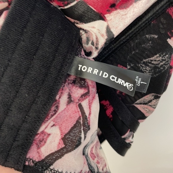 Torrid 1 BLACK PINK ROSE POWER MESH STRAPPY UNLINED UNDERWIRE LONGLINE BRALETTE - Picture 11 of 12